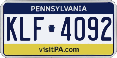 PA license plate KLF4092