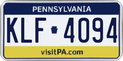 PA license plate KLF4094