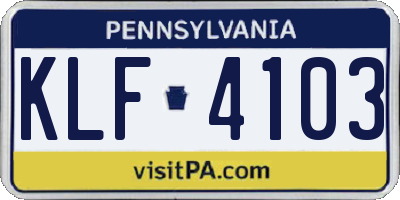 PA license plate KLF4103