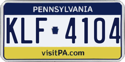PA license plate KLF4104
