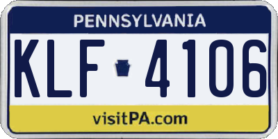 PA license plate KLF4106