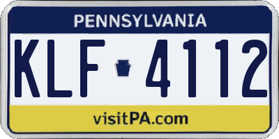 PA license plate KLF4112
