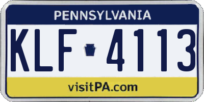 PA license plate KLF4113