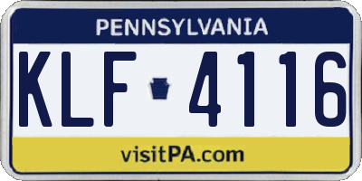 PA license plate KLF4116