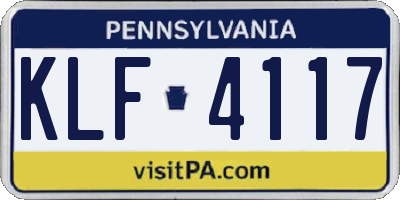 PA license plate KLF4117