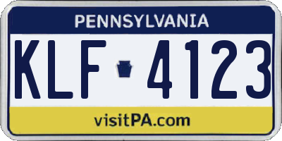 PA license plate KLF4123