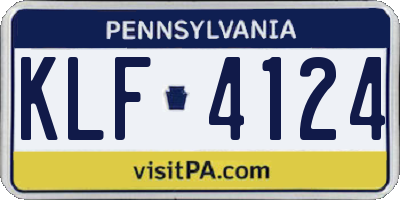 PA license plate KLF4124