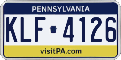 PA license plate KLF4126