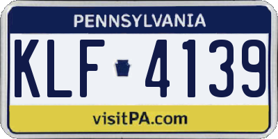 PA license plate KLF4139