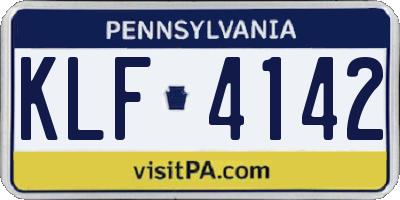 PA license plate KLF4142