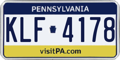 PA license plate KLF4178