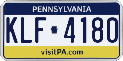 PA license plate KLF4180
