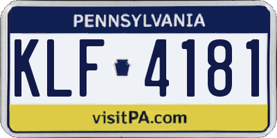 PA license plate KLF4181