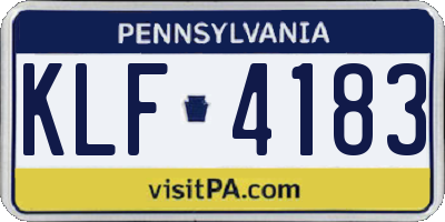 PA license plate KLF4183