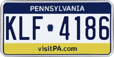 PA license plate KLF4186