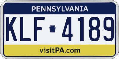 PA license plate KLF4189