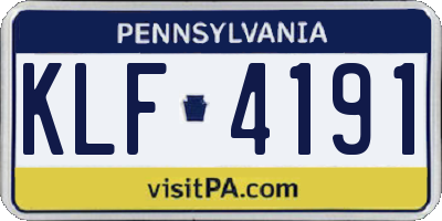 PA license plate KLF4191