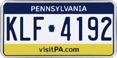 PA license plate KLF4192