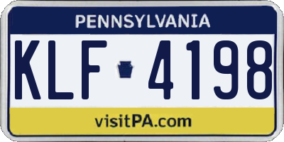 PA license plate KLF4198