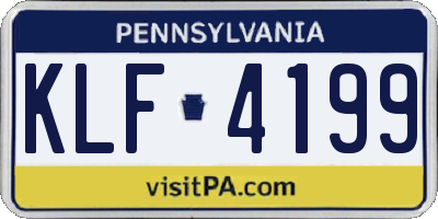 PA license plate KLF4199