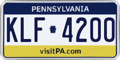 PA license plate KLF4200