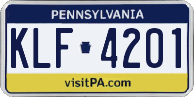 PA license plate KLF4201