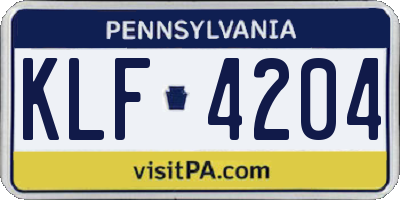 PA license plate KLF4204