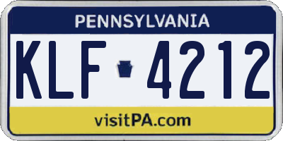 PA license plate KLF4212