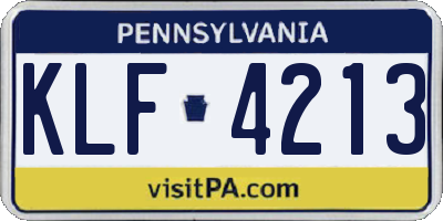 PA license plate KLF4213