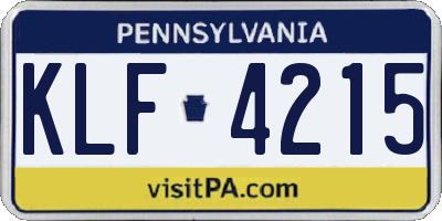 PA license plate KLF4215