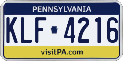 PA license plate KLF4216