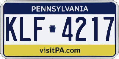 PA license plate KLF4217