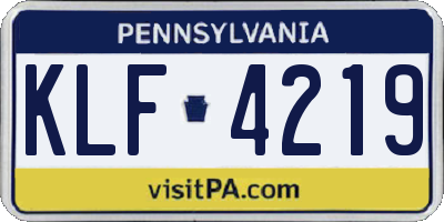PA license plate KLF4219