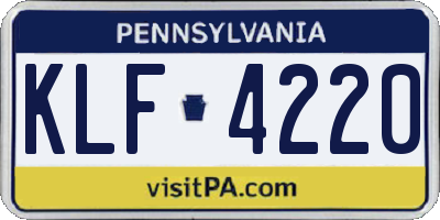PA license plate KLF4220