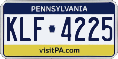 PA license plate KLF4225