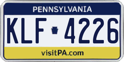 PA license plate KLF4226