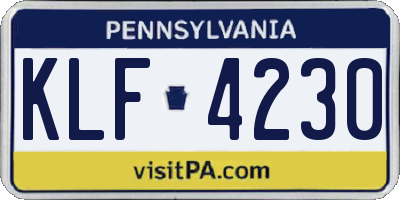 PA license plate KLF4230