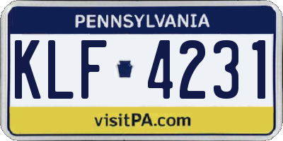 PA license plate KLF4231