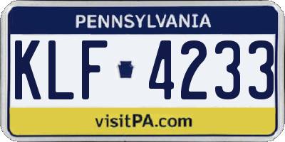 PA license plate KLF4233