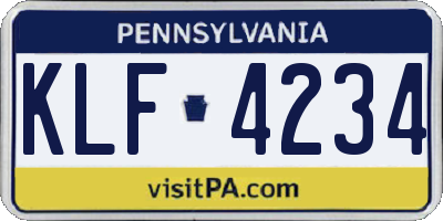 PA license plate KLF4234