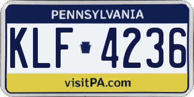 PA license plate KLF4236