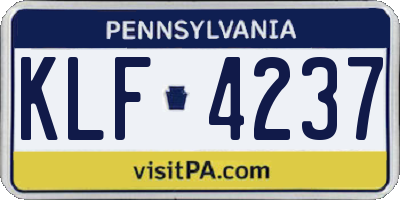 PA license plate KLF4237