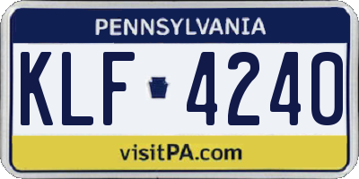 PA license plate KLF4240