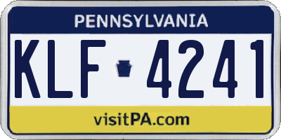 PA license plate KLF4241