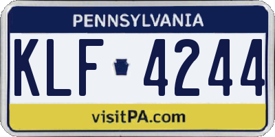 PA license plate KLF4244