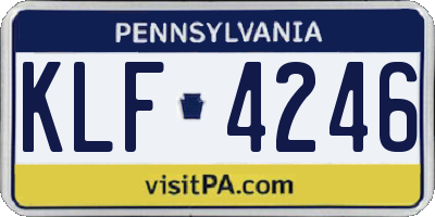 PA license plate KLF4246
