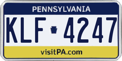 PA license plate KLF4247