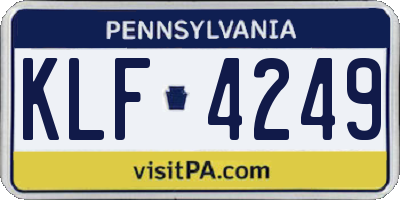 PA license plate KLF4249