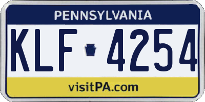 PA license plate KLF4254
