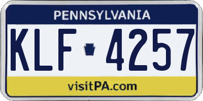 PA license plate KLF4257
